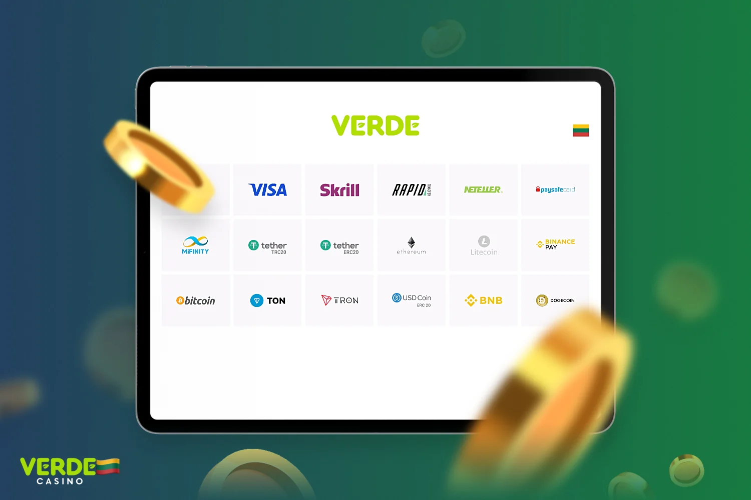 Būdai atsiimti laimėjimus iš Verde Casino Lietuvoje