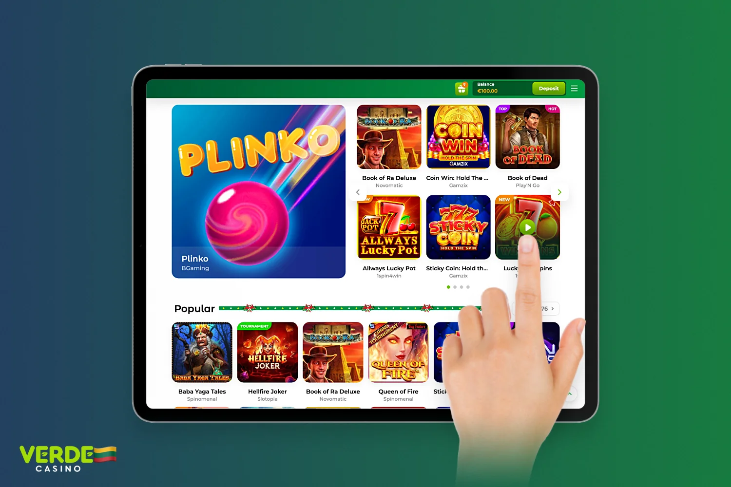 Norėdami pradėti žaisti Verde Casino, turite atlikti kelis paprastus veiksmus
