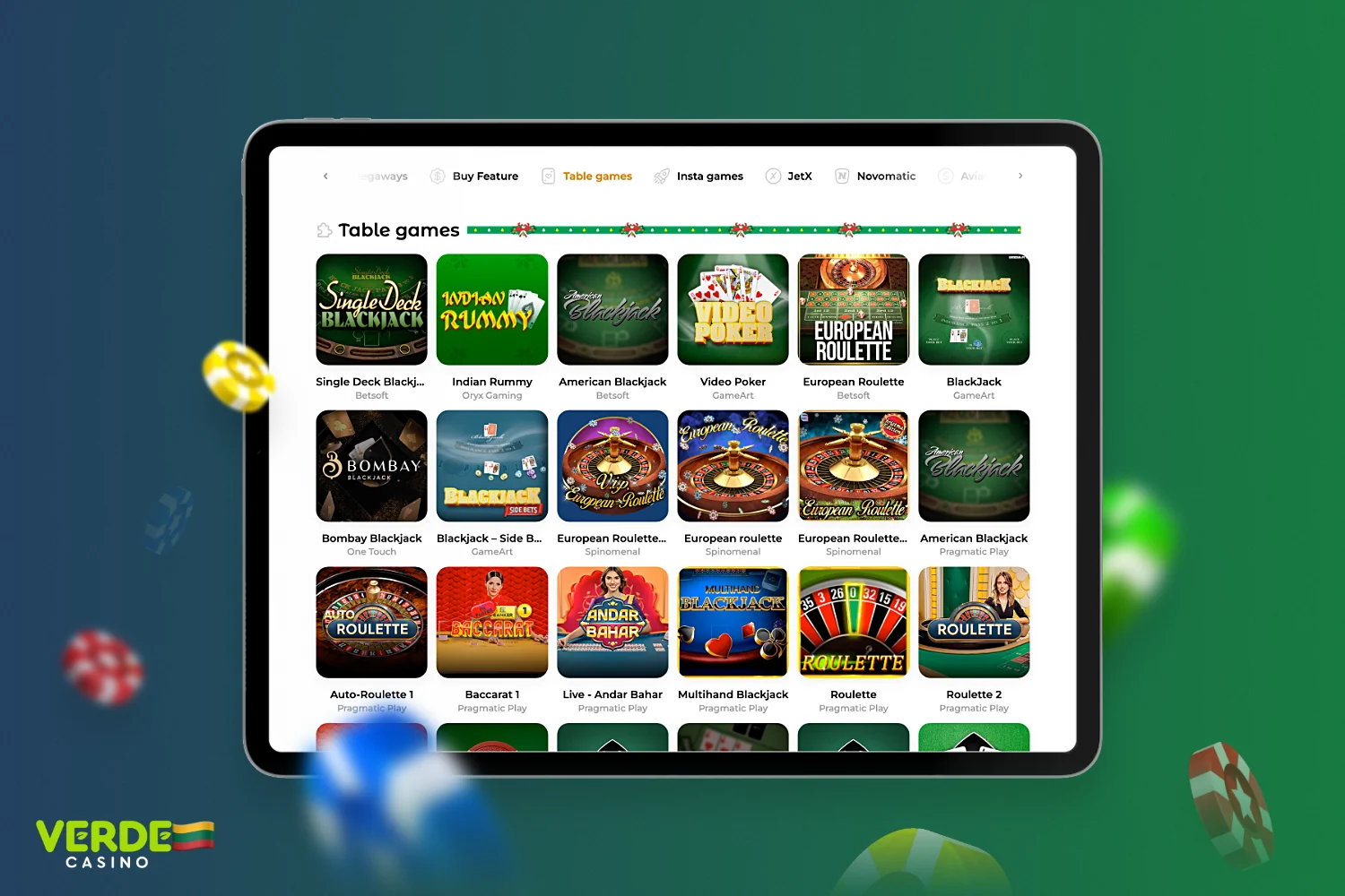 Giochi da tavolo al Verde Casino