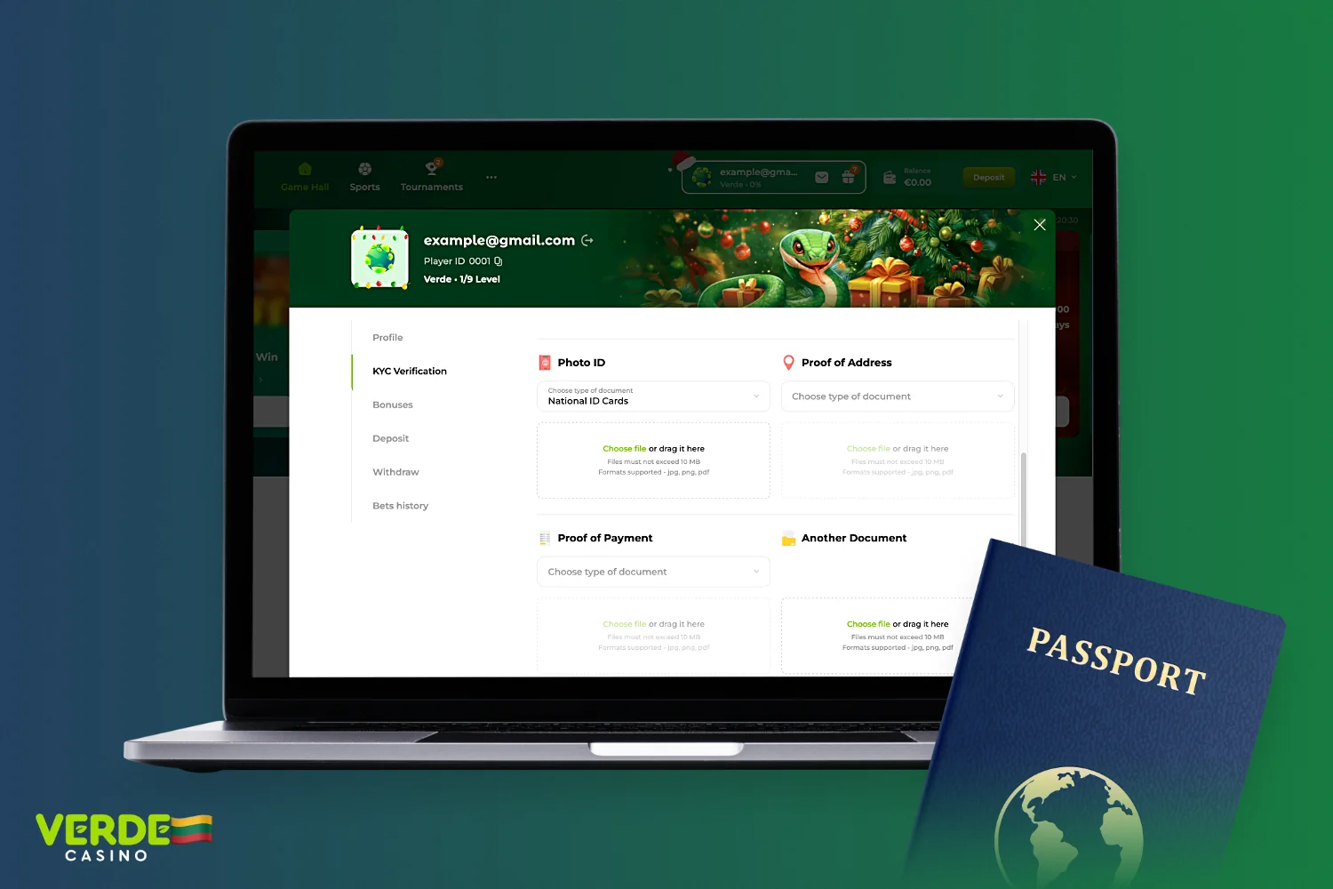 Verde Casino tikrinimas yra privalomas vartotojams iš Lietuvos